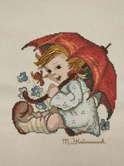 M. J. Hummel-Kreuzstich-Bild: Mädchen mit Schirm - Bild 1