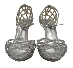 Karen Millen Damen Abendschuhe, silber - Gr. 39 - Bild 3