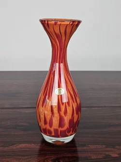 Glashütte Schwanenstadt Dekovase - orange/rot marmoriert - Höhe 28,5 cm – Vorschau 1
