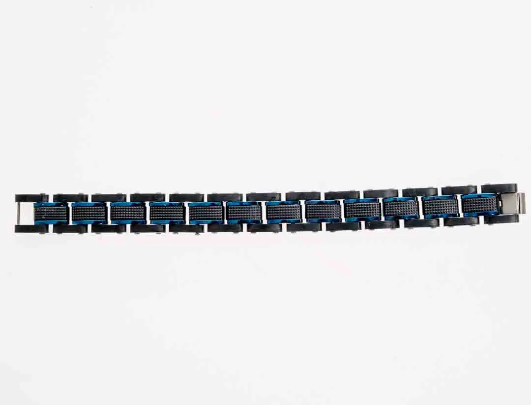 COOLMAN Herren Armband-Edelstahl-Einstellbar in Blau & Schwarz, 18 cm – Bild 2