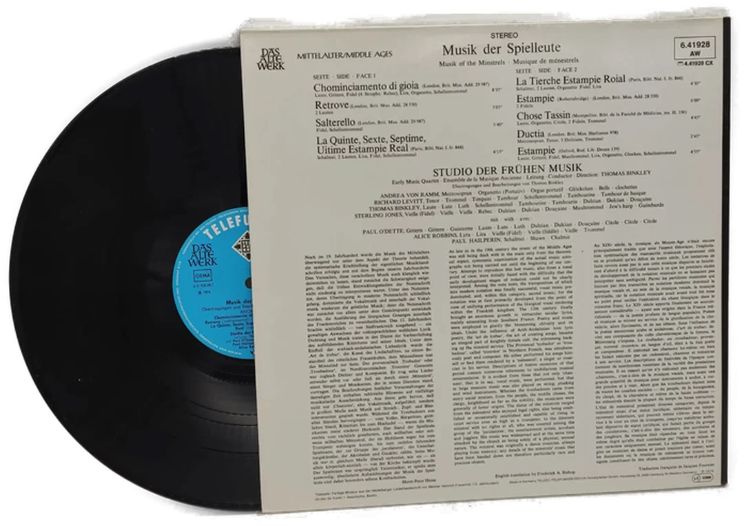 LP - Thomas Binkley, Studio Der Frühen Musik – Musik Der Spielleute - Vinyl – Bild 2