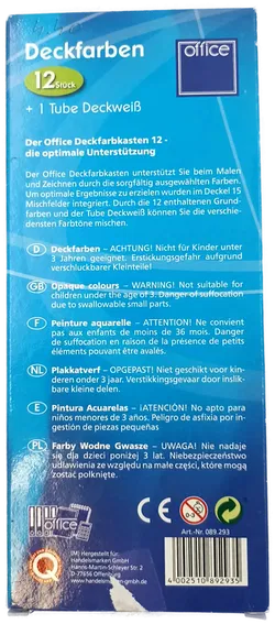 office Deckfarben + 1 Tube Deckweiß  - Bild 2