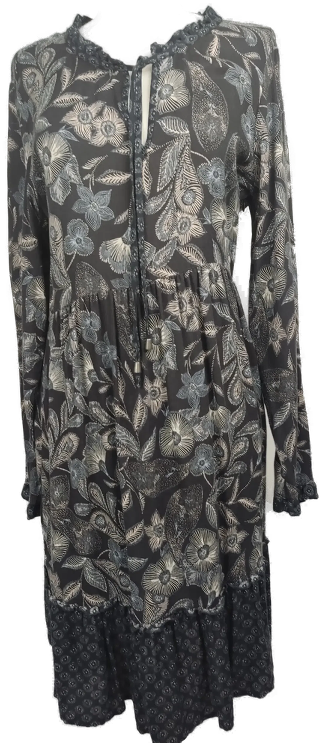 Damenkleid midi geblümt blau-grau - XL/42 - Bild 1
