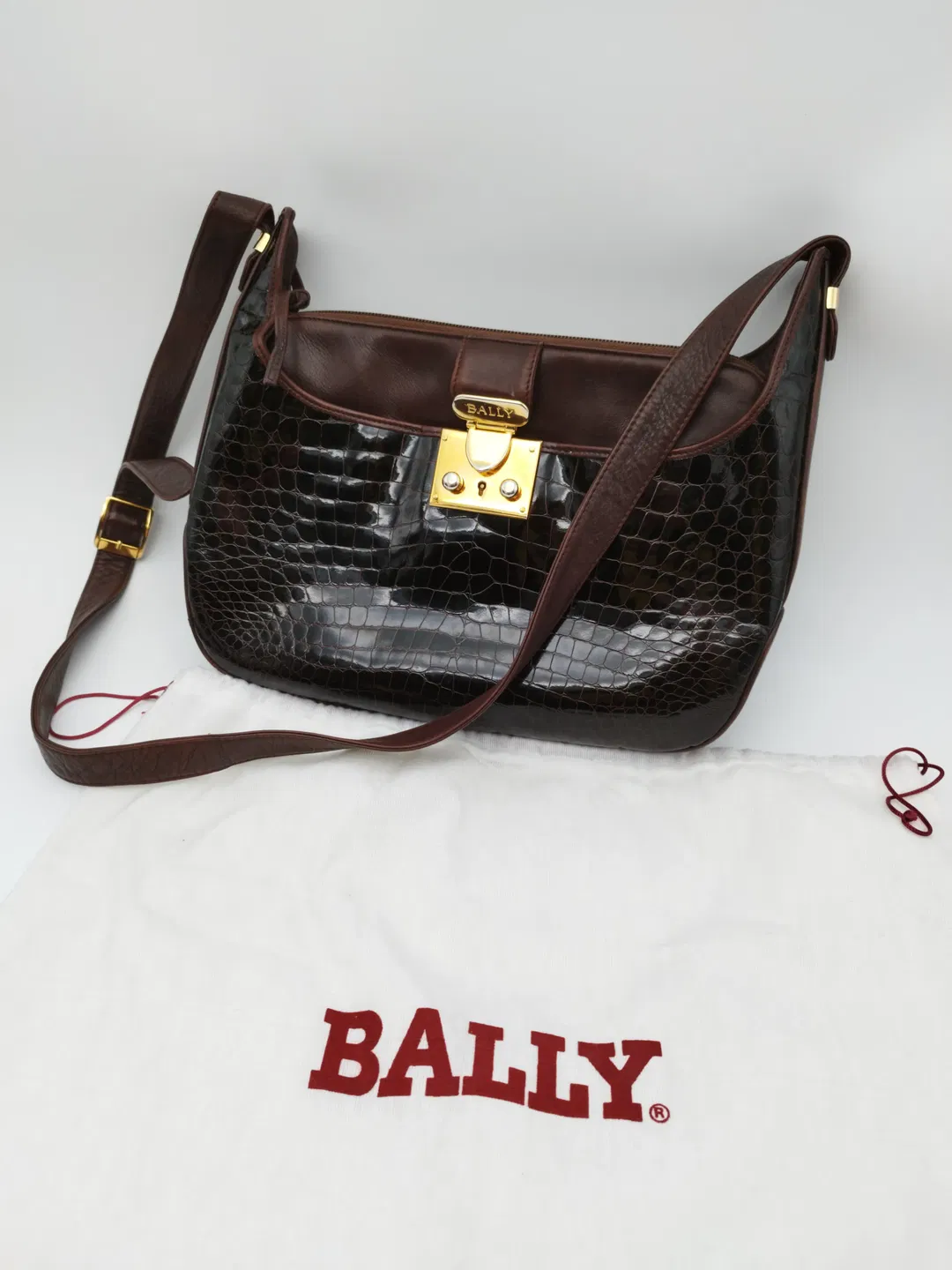Bally- Vintage Kroko Handtasche in dunkelbraun - Bild 1