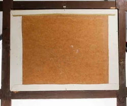 Fuchs im Schnee – Ölbild, rustikaler Holzrahmen, signiert 1986, 90×76,5 cm - Bild 2
