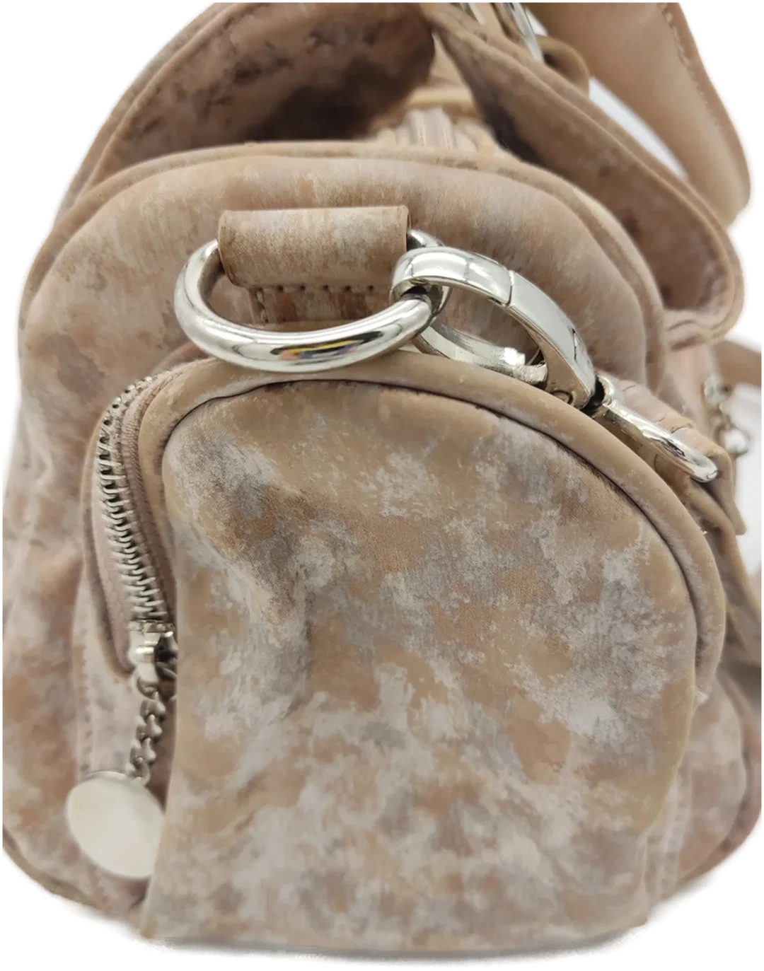 Tasche "Riecker", beige/hellbraun gemustert, mit Außentaschen, Griffen und Riemen, Größe ca. 38 x 19 x 16 cm – Bild 4