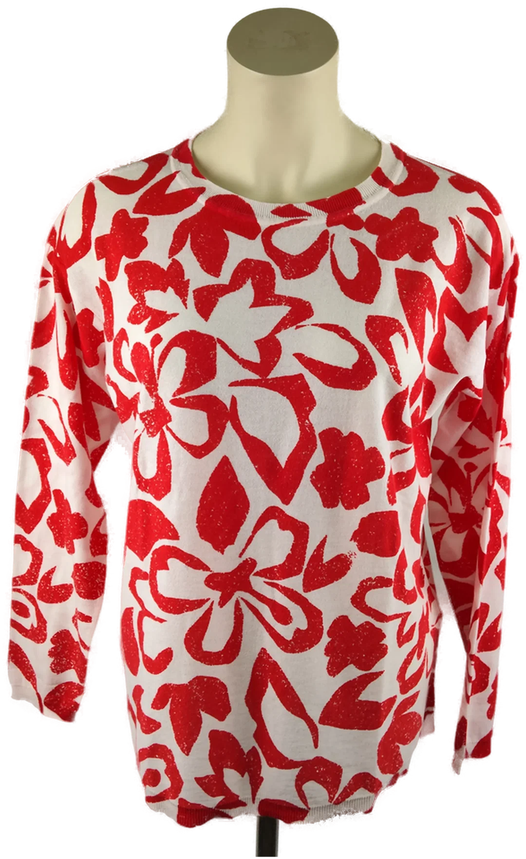 Bonita Damenpullover Baumwolle Rot-Weiß Geblümt | Frühlingslook – Bild 1