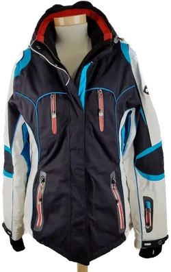 Skijacke 'killtec', mit Zipp, Stehkragen und Kapuze, weiß/schwarz/türkis, Größe 40 - Bild 1