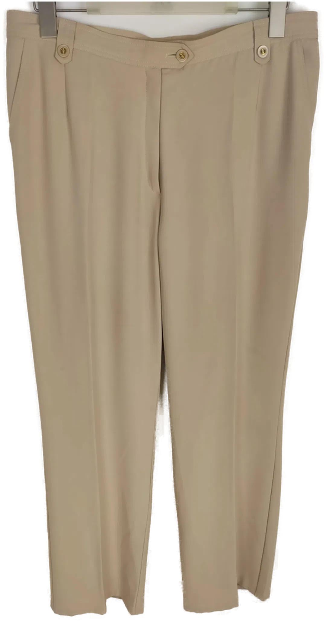 Hose, lang mit Gummizugbundeinsatz, beige mit Taschen, Größe L (geschätzt) - Bild 1