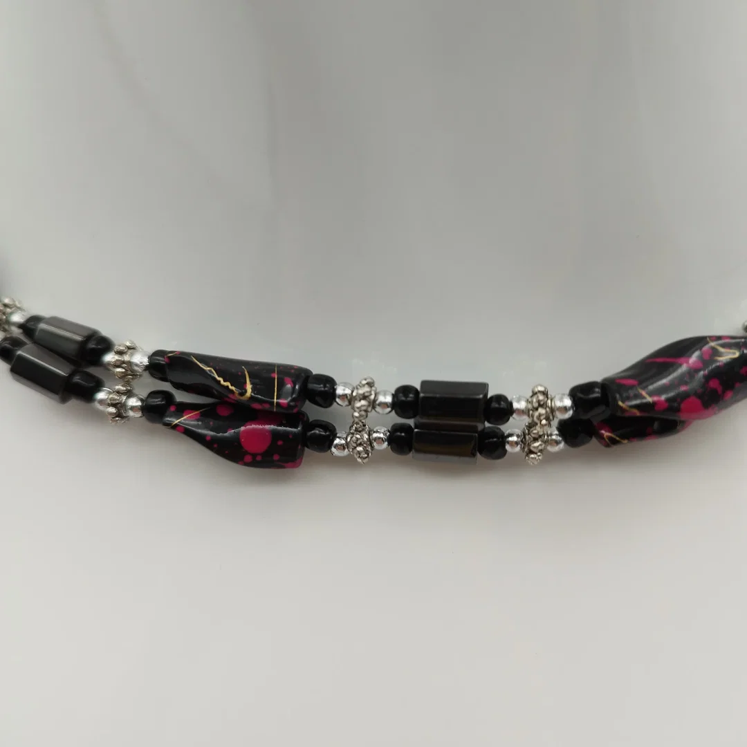 Bemusterte Modeschmuck Halskette - mit Magnetversschluss – Bild 2