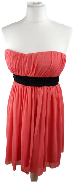 TALLY WEiJL Midikleid in Koralle mit Schwarzer Taille | Romantik-Look