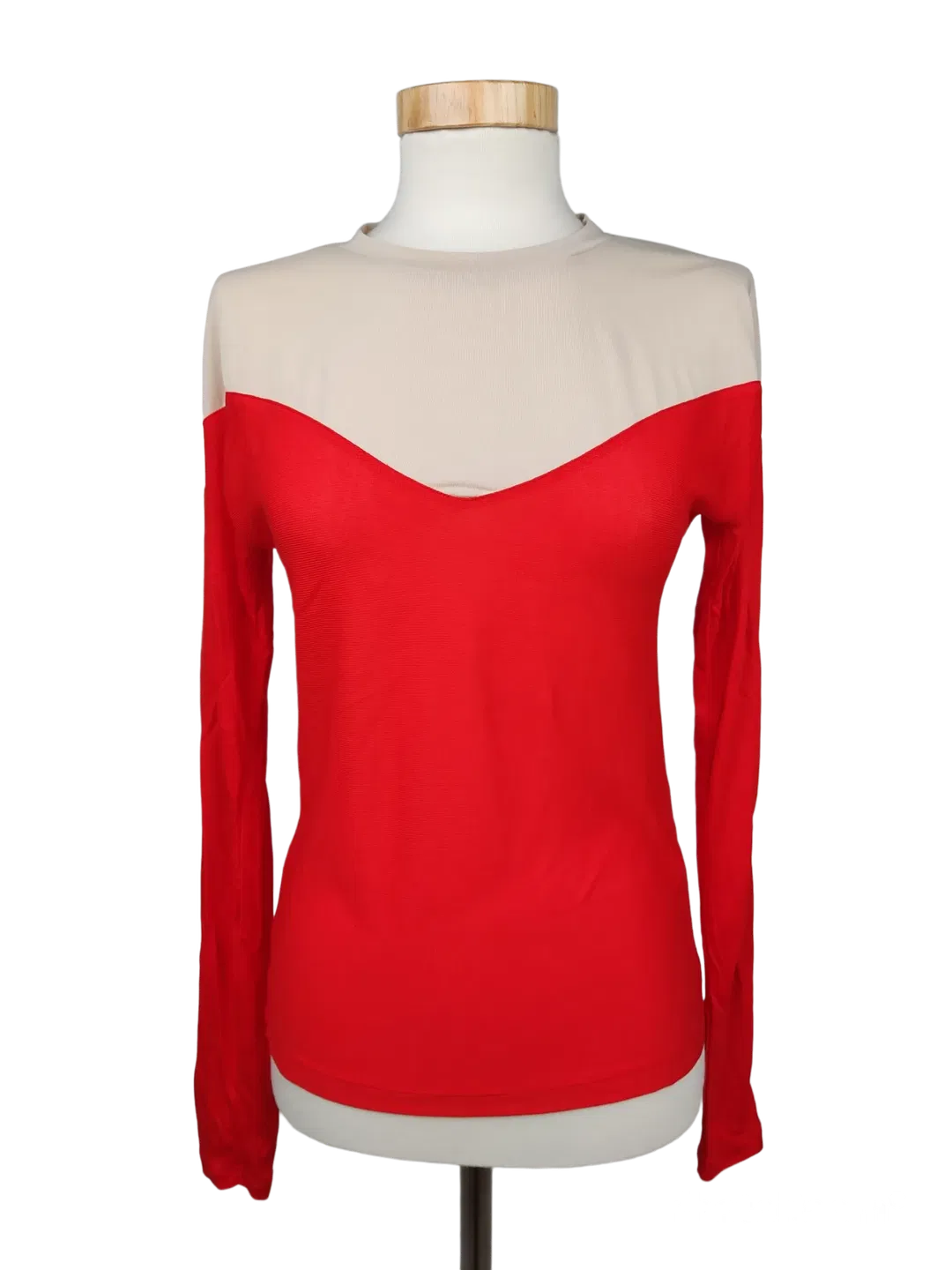 Topshop Boutique Damen Shirt, beige/rot- Gr. S - Bild 1