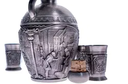 Set 1 Kanne und 5 Stk Zinnschnaps-Garnitur - Bild 4