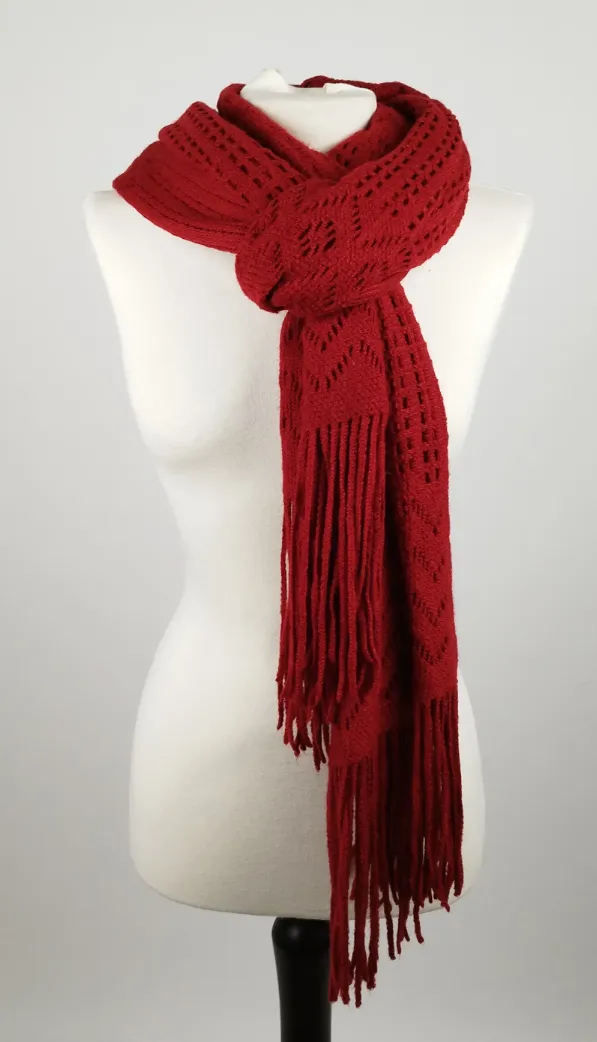 Gehäkelter, roter Schal - ca. 180cm / flauschig – Bild 2