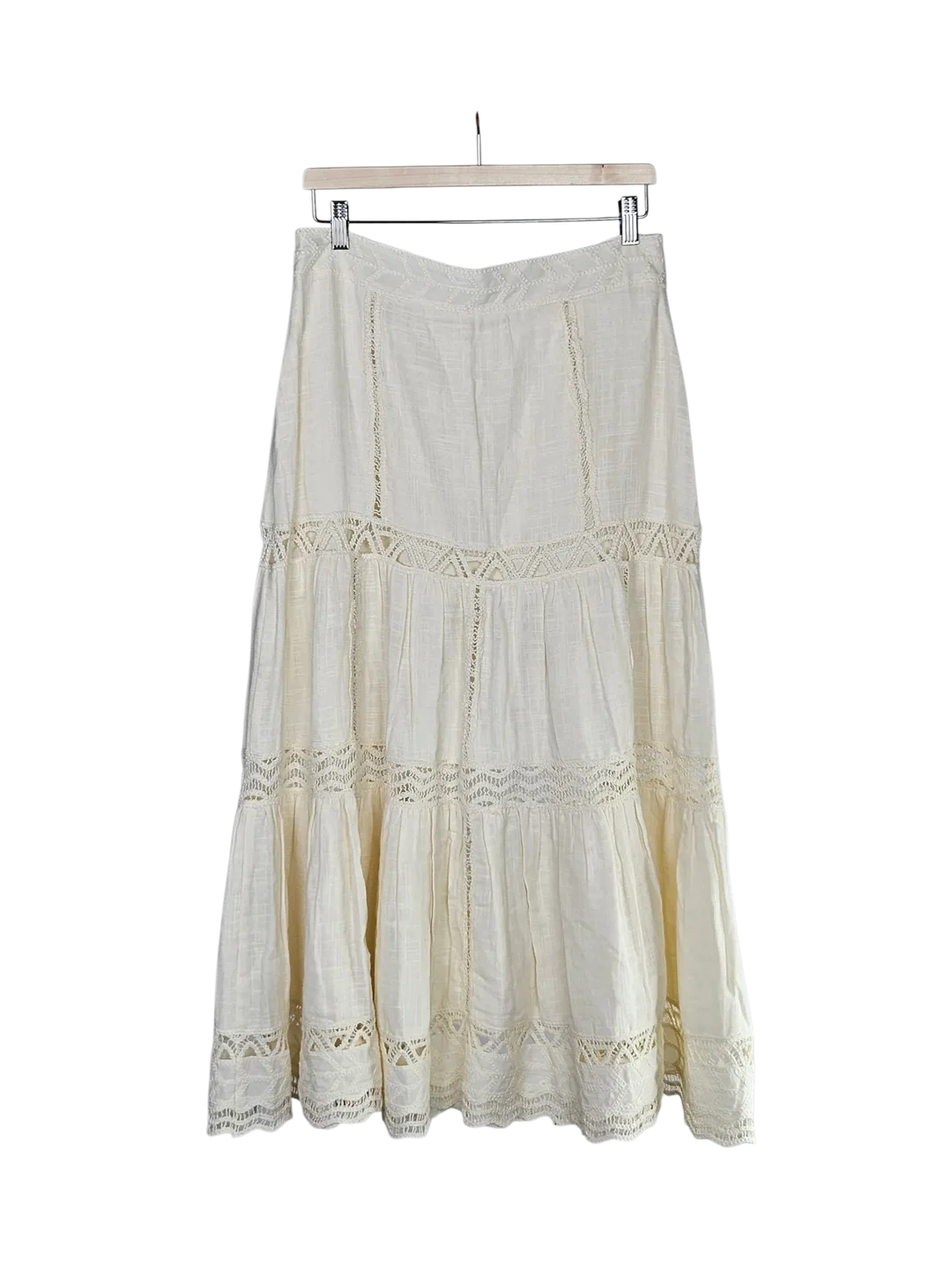 Damen Midi-Rock mit Spitze, cremegelb - Gr. M / 38 - Bild 4