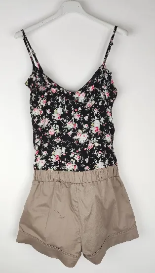 Jumpsuit "Tally Weijl", mit Spaghettiträger, schwarz gemustert/braun, Größe S  – Bild 2