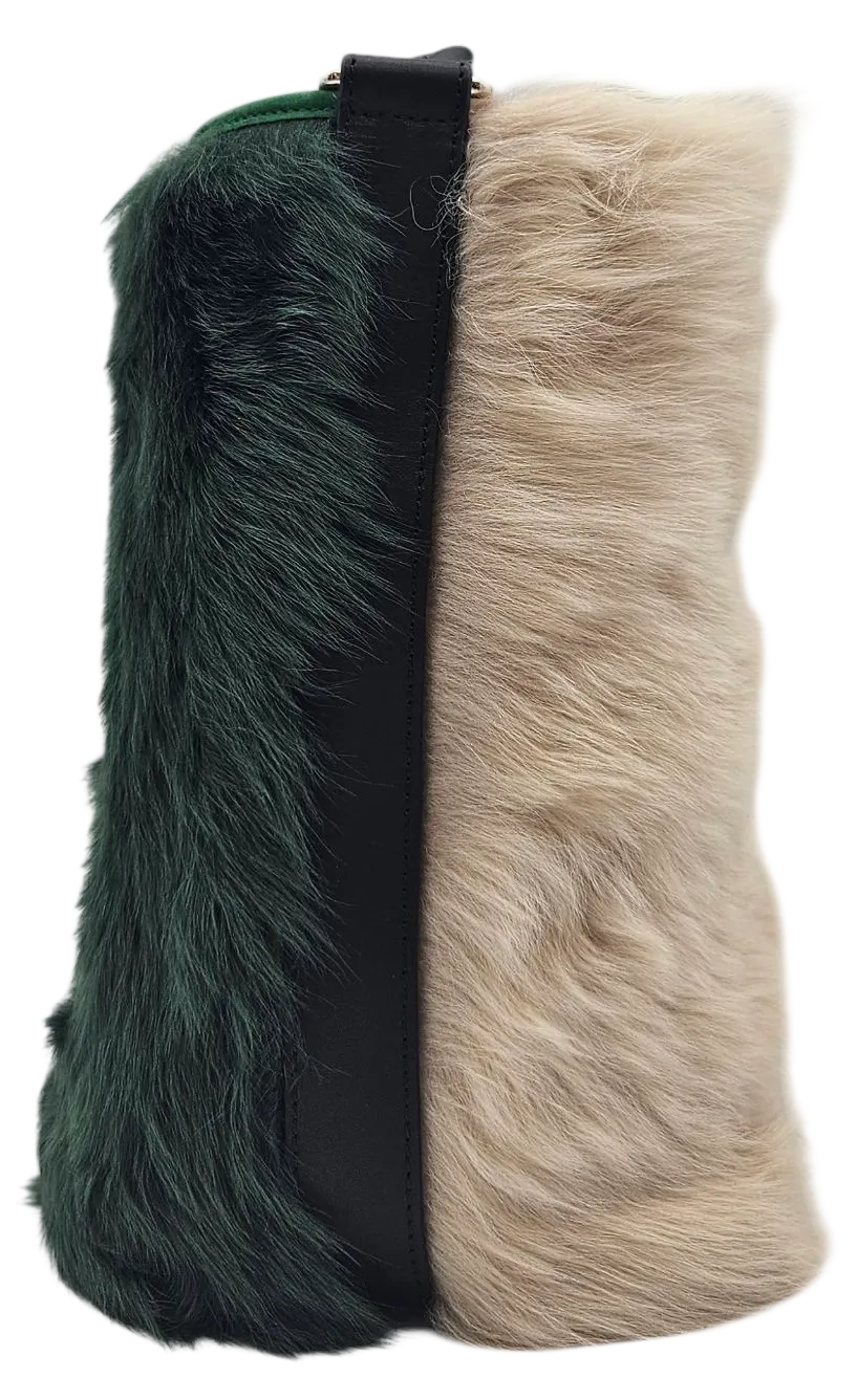 Max V. Koenig Damen plüsch Handtasche, grün/beige - Höhe ca. 29 cm  – Bild 3