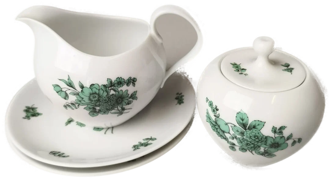 Thomas, Kaffeeset 4-tlg "Grüne Blume", 50er, Vintage – Bild 2