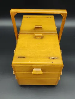 Kleines Vintage-Nähkästchen / Eiche - Bild 3