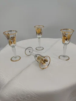 Schnapsgläser 4er-Set Goldrand, Blättermuster  | Vintage-Glanz – Vorschau 6