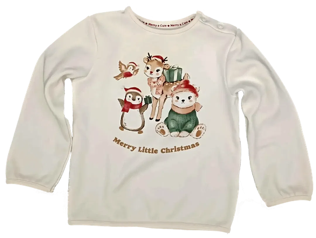 C&A Kinder Weihnachtspullover weiß gemustert Gr. 92 - Bild 4