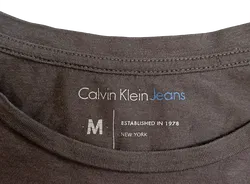 Calvin Klein Jeans Langarm Damen Crop‑Shirt grau mit Logo Gr. M - Bild 3