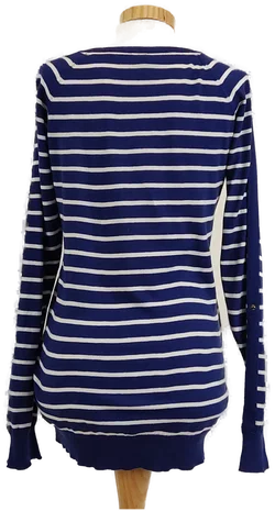 Damen Langarmpulli gestreift mit Ärmelriegel, Marinelook, Gr. XL - Bild 2