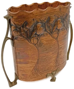 Antiker Jugendstil Vase von Carl Deffner aus Kupfer und Messing um 1900