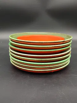 21-tlg. Spanisches Kaffee-/Teeservice orange-grün der Marke Zell - Bild 8