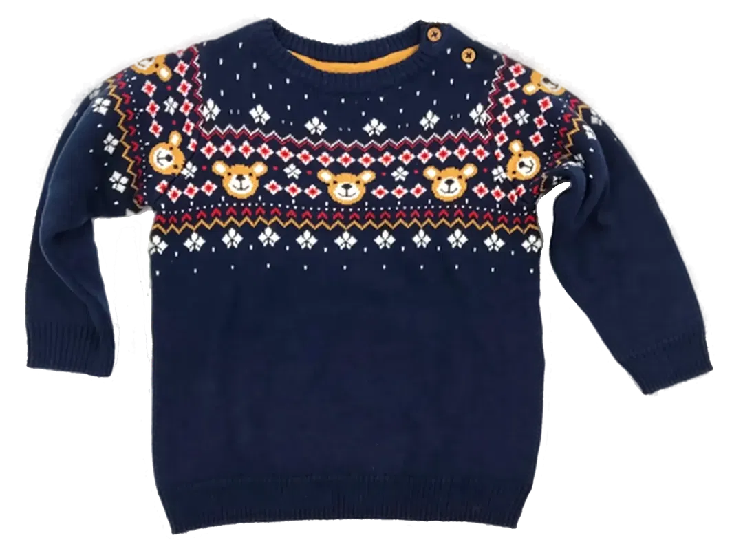 dopodopo Baby Weihnachtspullover dunkelblau gemustert Gr. 86 - Bild 1