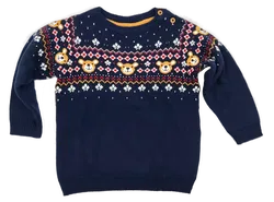dopodopo Baby Weihnachtspullover dunkelblau gemustert Gr. 86 - Bild 1