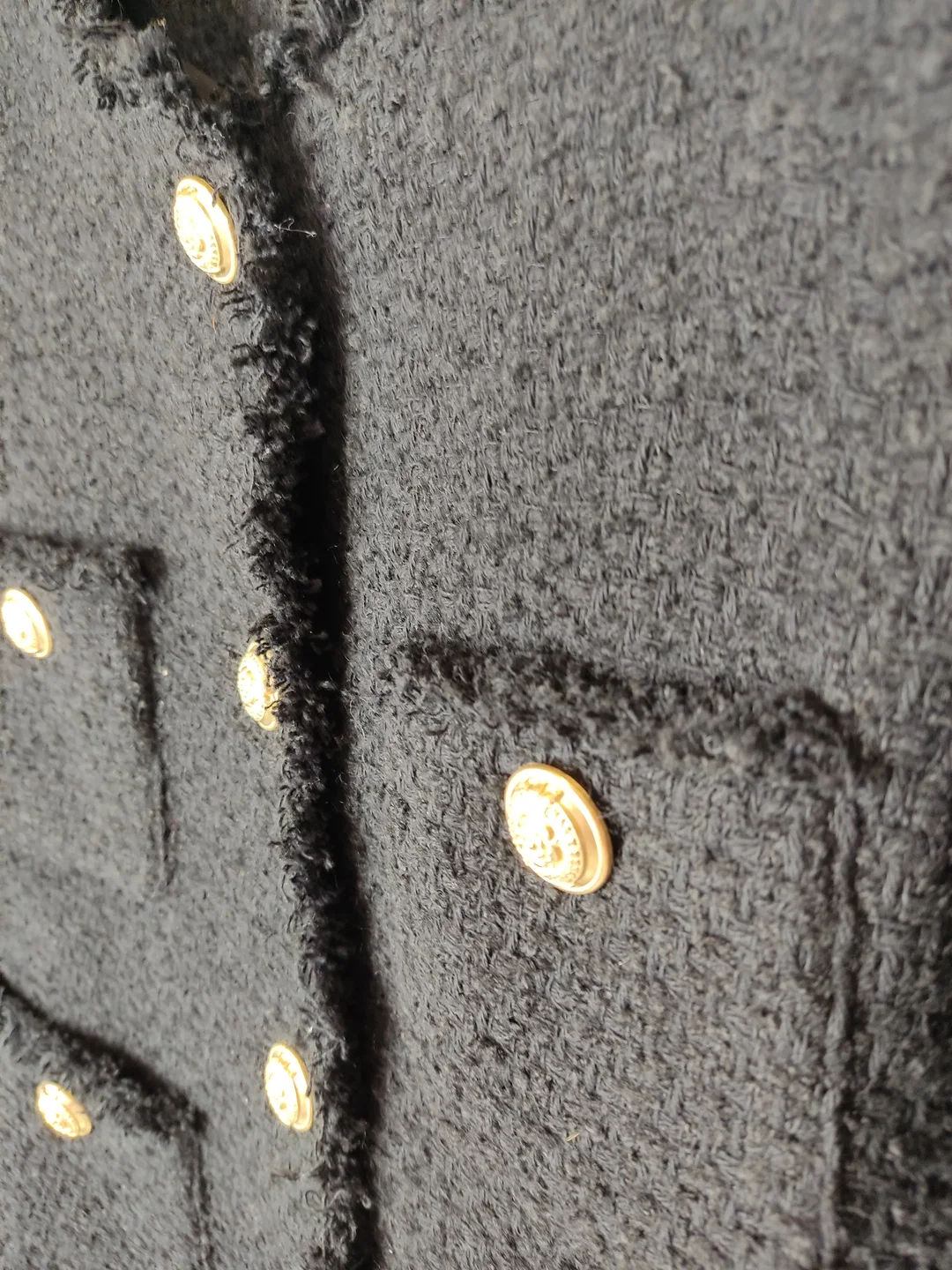 Strukturierte Mango Tweet Jacke mit markanten goldenen Knöpfen, 4 aufgesetzte Taschen, Wollgemisch, Größe S – Bild 5