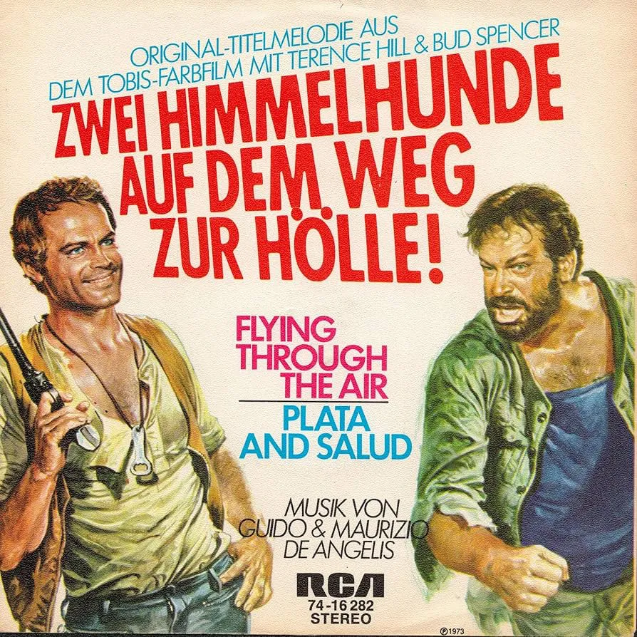 Oliver Onions "Flying through the Air" Vinyl Single aus "Zwei Himmelhunde auf dem Weg zur Hölle" mit Bud Spencer & Terence Hill – Bild 2