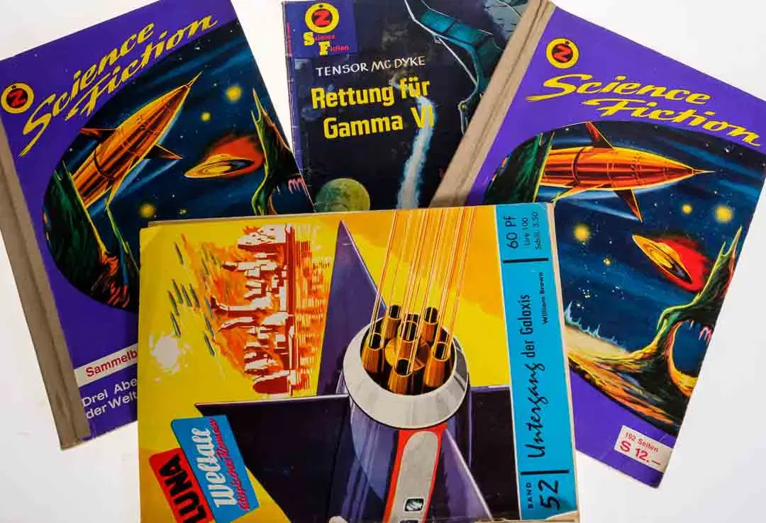 Vintage Pulp Fiction: Science Fiction & LUNA Paket – 4 Hefte (Zauberkreis / Weltall) inkl. Band 52 „Untergang der Galaxis“ - Bild 1