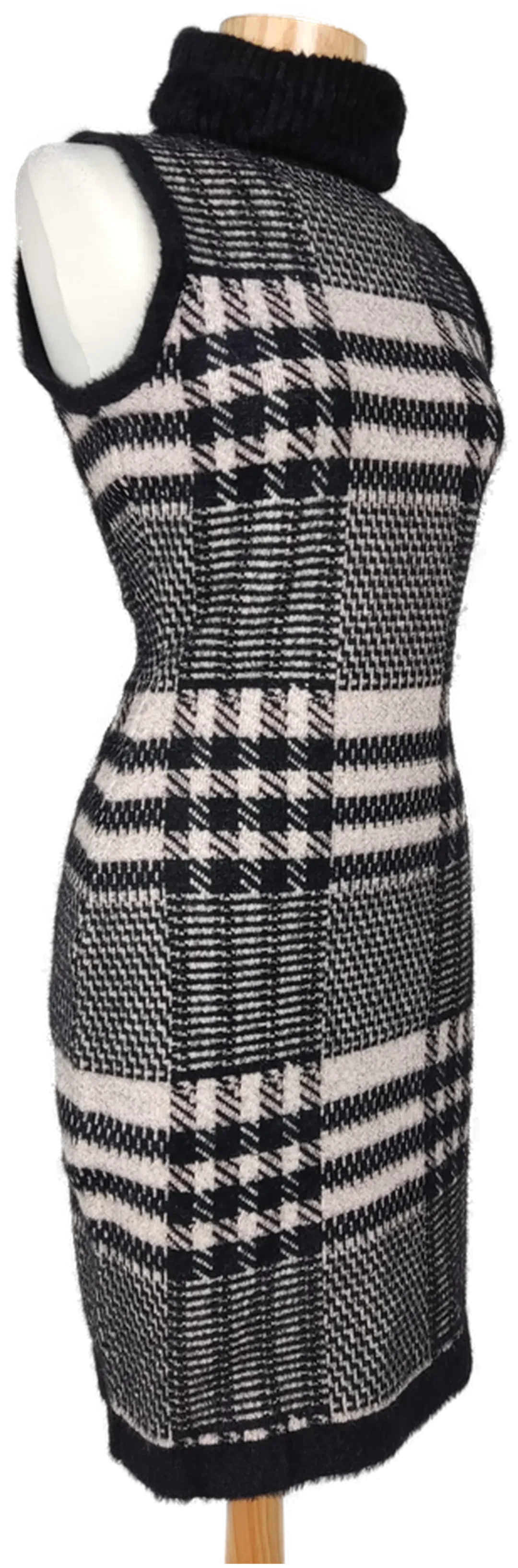 Fracomina Damen Rollkragenkleid, schwarz/weiß/rosa - Gr. XS – Bild 2