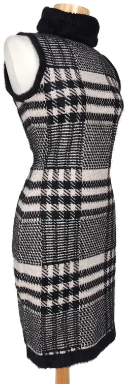Fracomina Damen Rollkragenkleid, schwarz/weiß/rosa - Gr. XS - Bild 2