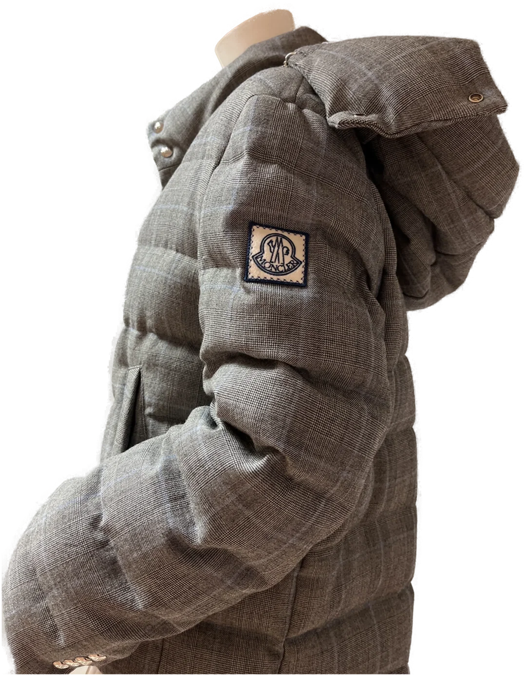 MONCLER Jacke Game Bleu mit Kapuze grau kariert Gr, 4 – Bild 3