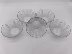 5 Stk. Vintage - Glasschalen der ital. Marke Covetro, Dessertschalen, "Pineapple Design", 1970er/1980er