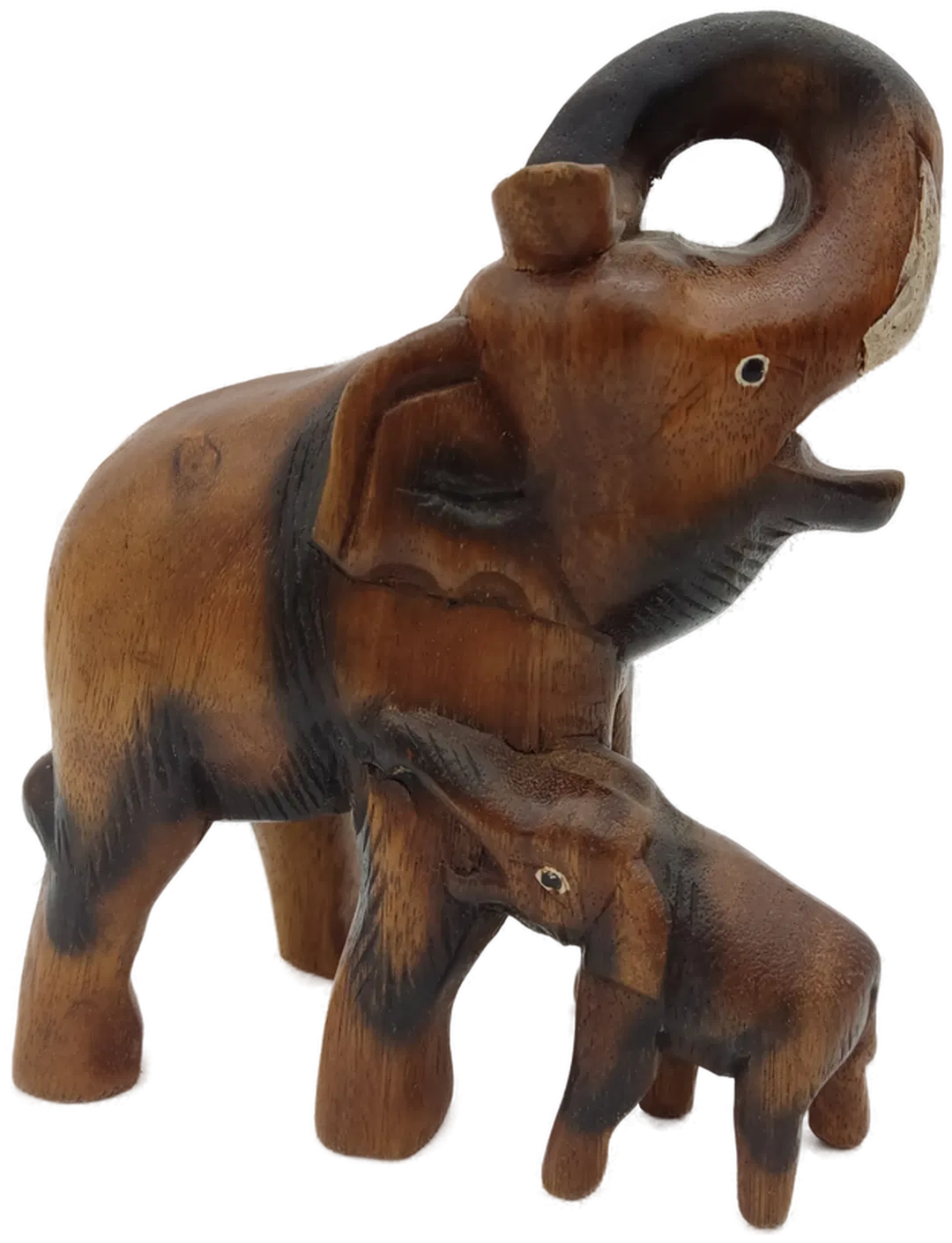 Elefantenmama mit Baby Holz braun Gr. ca. 22 cm - Bild 4