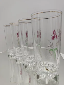 DeValbor Trinkgläser 4er-Set mit Irisblüten | Italienischer Retro-Charme – Vorschau 8