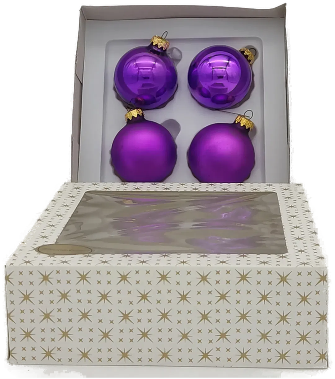 4x Christbaumschmuck aus Glas in violett - Bild 1