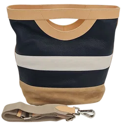 Max V. Koenig Damen Handtasche, beige/marine/weiß - mittel - Bild 1