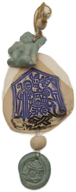 Deko Weihnachten, Keramik blau - Bild 1