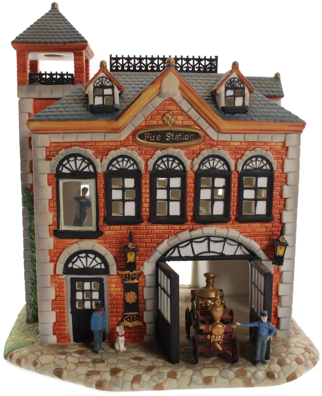 Old World Village – Fire Station – beleuchtetes Porzellanhaus – Made in China - Bild 1