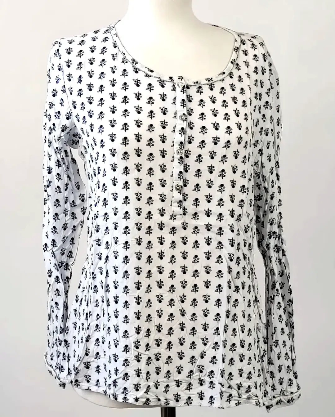 Esprit Damen Oberteil Langarm schwarz-weiß gemustert - Gr. 36 - Bild 4