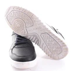 Tommy Hilfiger Sneaker Herren Gr. 41 – Schwarz – Leder – Weißer Absatz – Freizeit – Vorschau 4