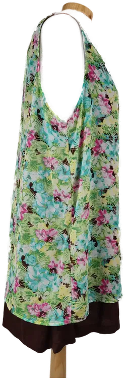 Damen Shirt bunt geblümt mit braunem Untershirt - Gr. 38/40 o. M - Bild 3