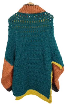 Damen Poncho mit Ärmel bunt ( 50% Alpaka, 50% Merino) – Vorschau 2