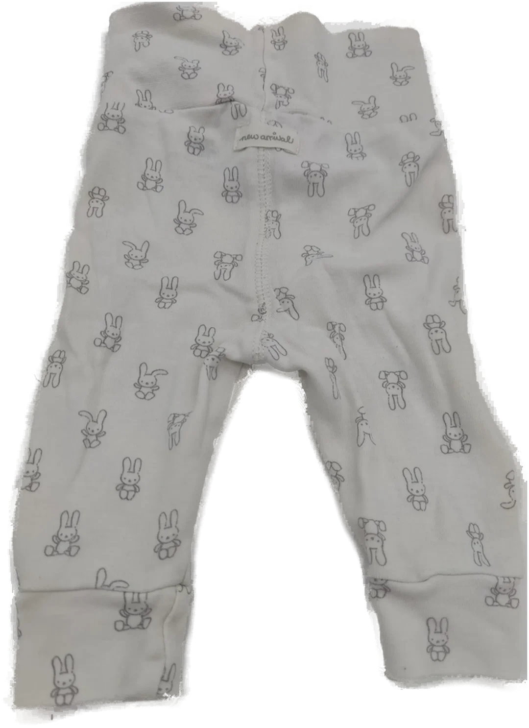 Baby Leggings "new arrivel" weiß mit grauen Häschen, Größe 56 – Bild 3