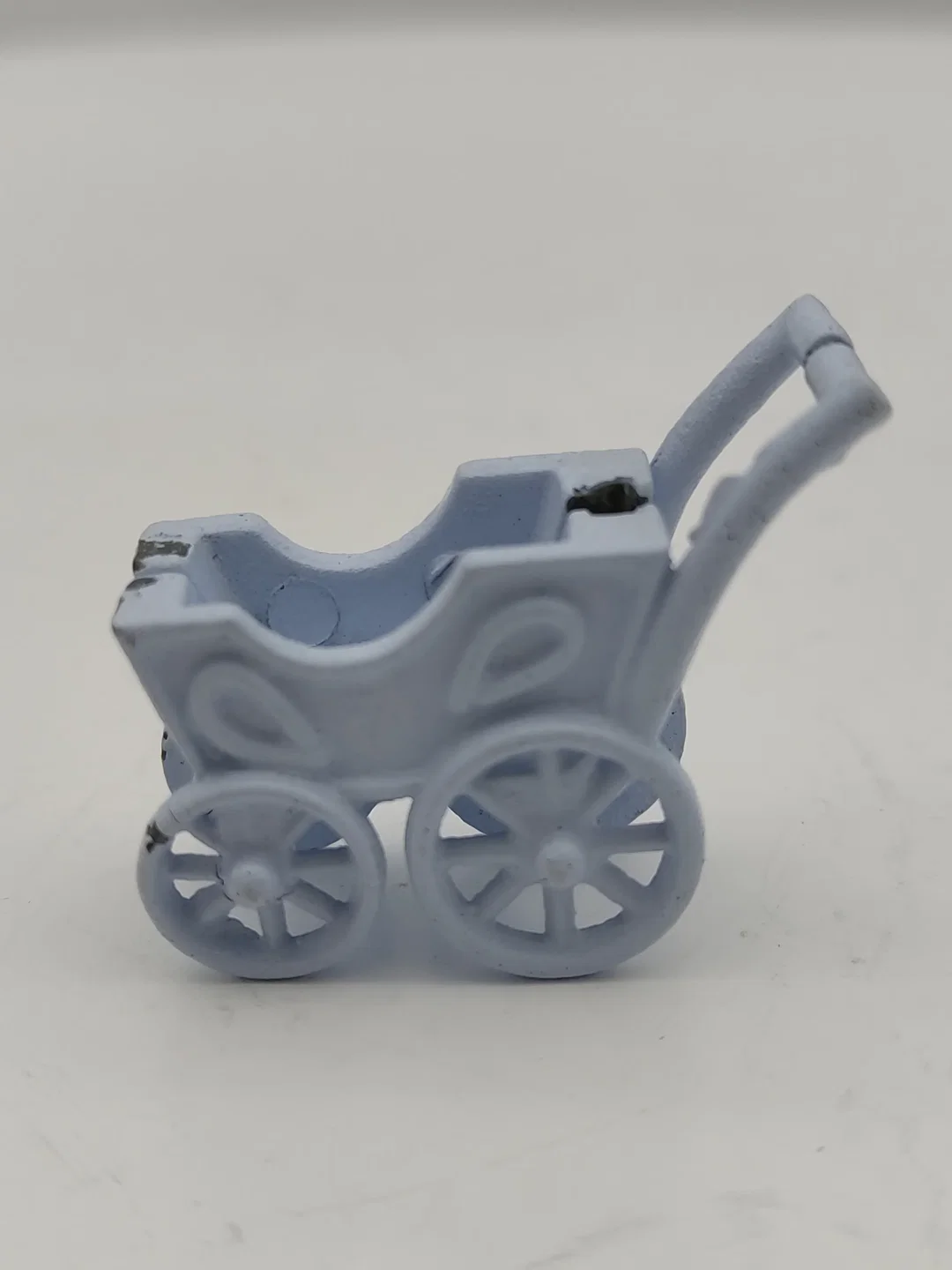 Puppenhaus Zubehör: Miniatur-Kinderwagen Metall | Sammlerstück  – Bild 2
